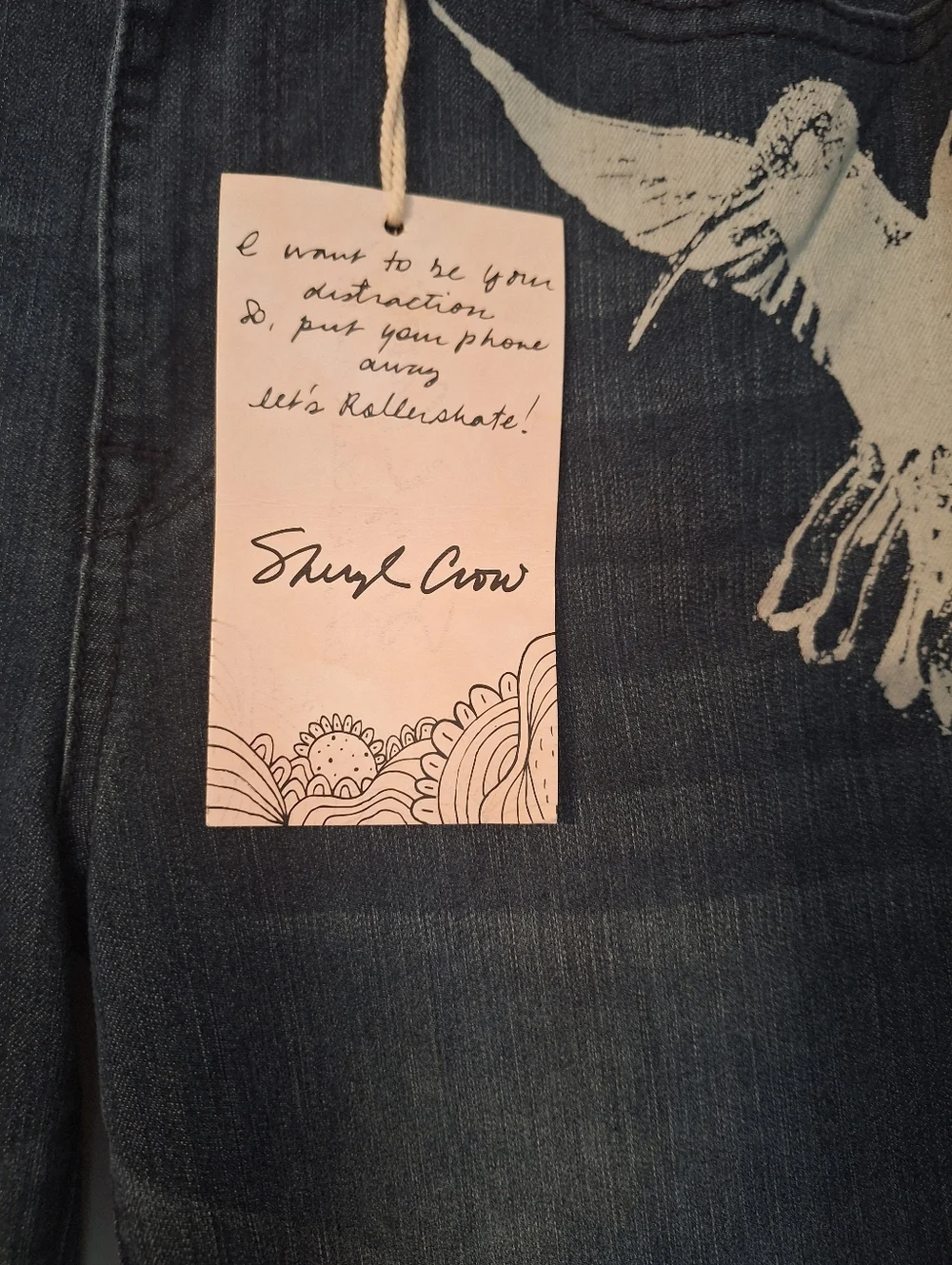 Sheryl Crow Hummingbird Embroidery Distressed Jeans Sz 10 NWT *Q - Picture 4 of 7
